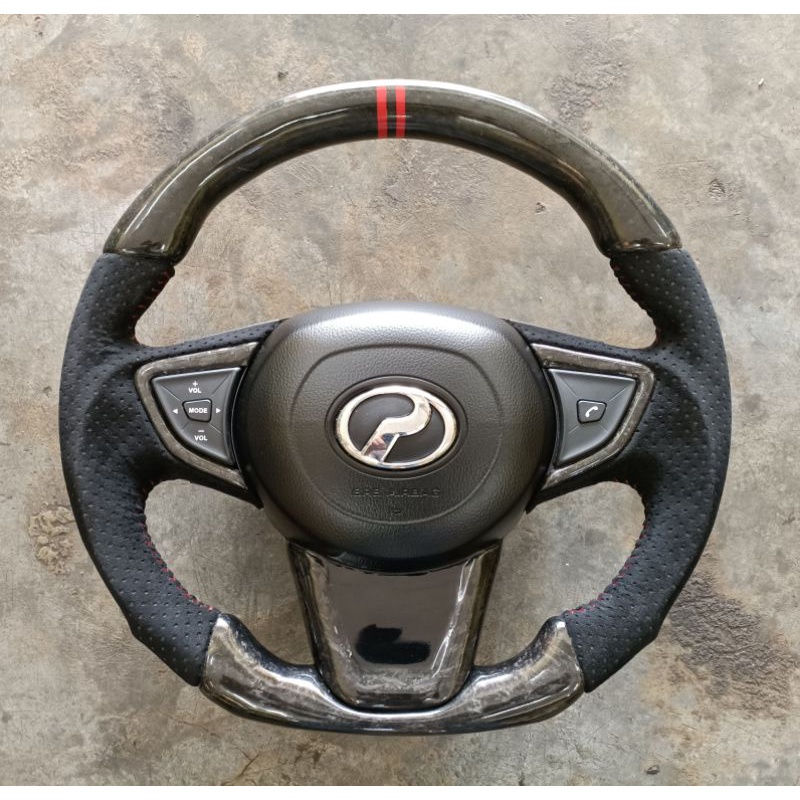 Myvi steering carbon forged alcantara with airbag mg3 Shopee