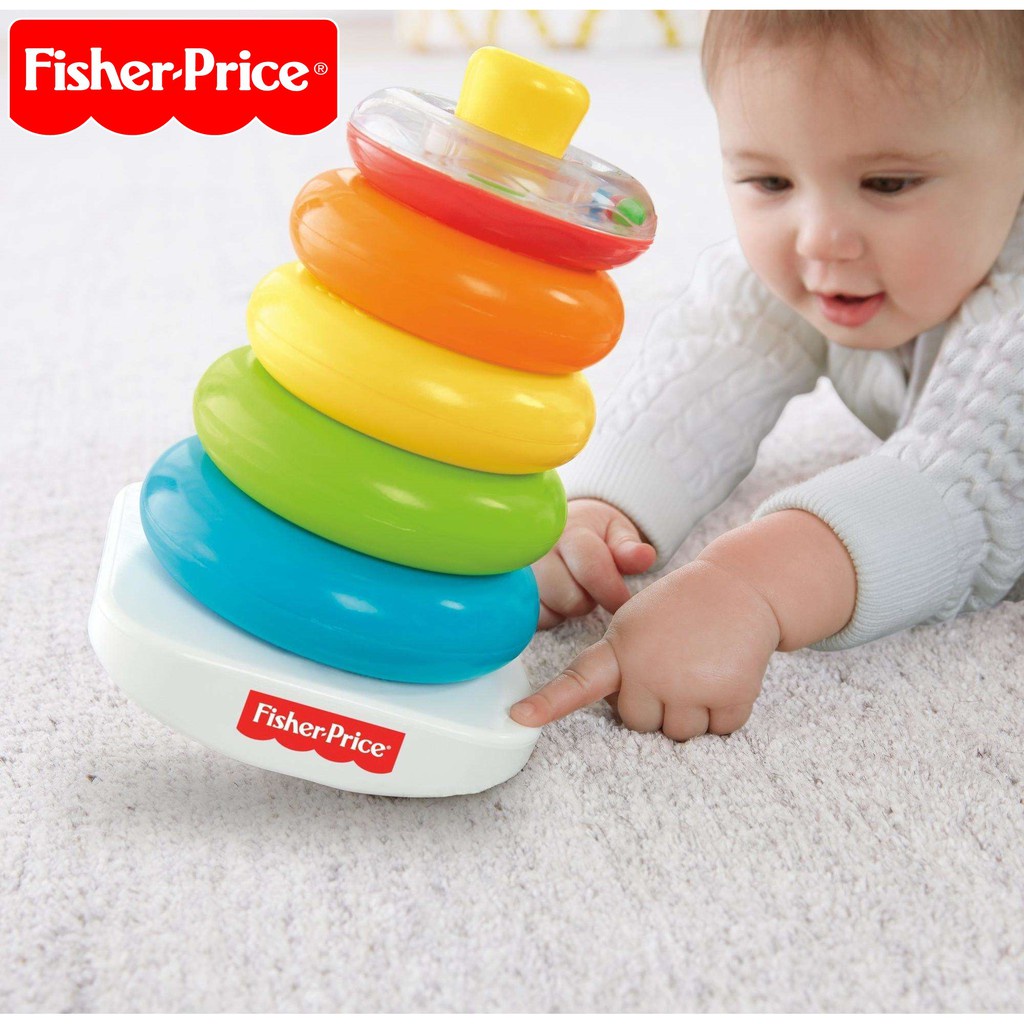 Fisher Price RockaStack Rainbow Tower Baby Stacking Rings Early