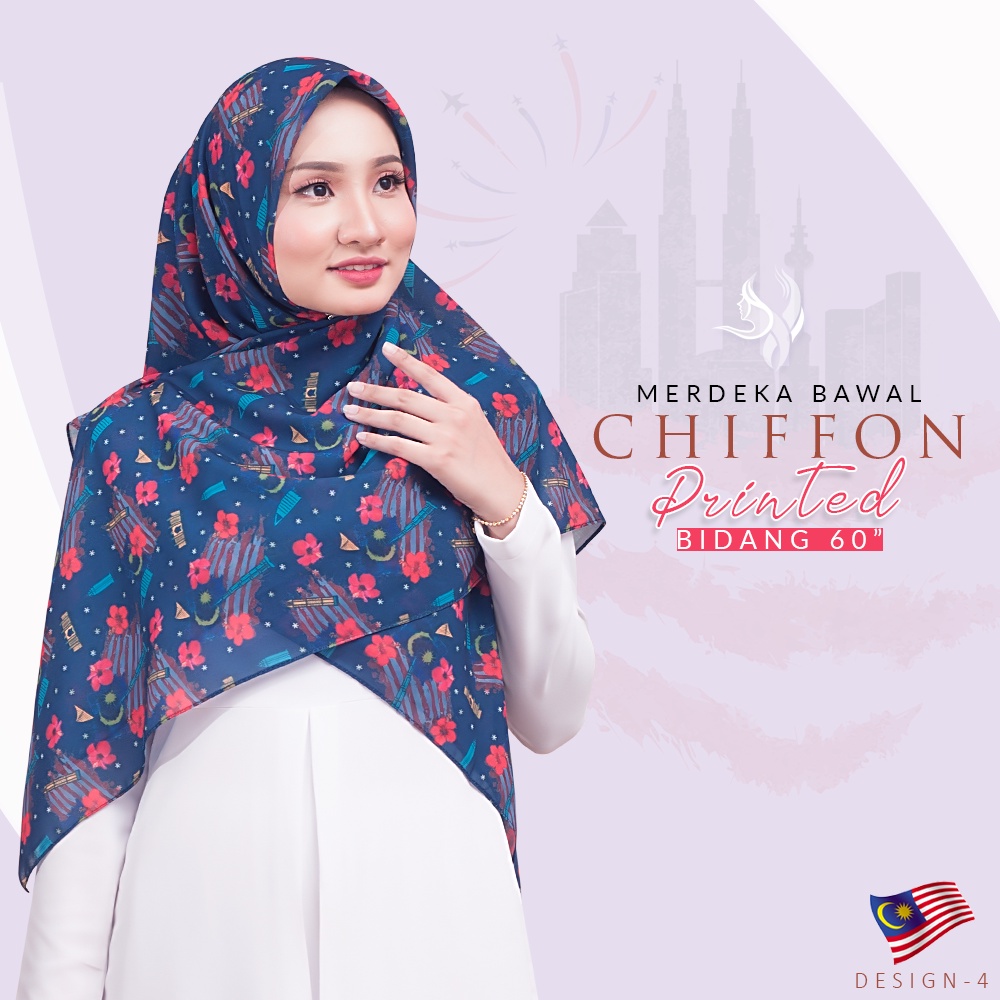 🎀Merdeka 2023 🎀 Merdeka Tudung Bawal MERDEKA Pattern Bidang 60 ...