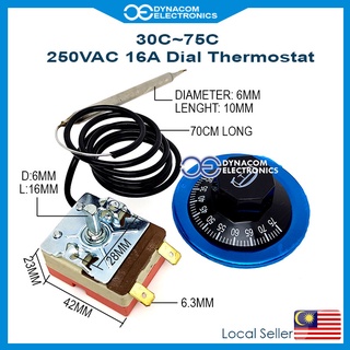 Electric Oven Thermostat Adjustable Temperature Controller Switch 30-110 2 Pin