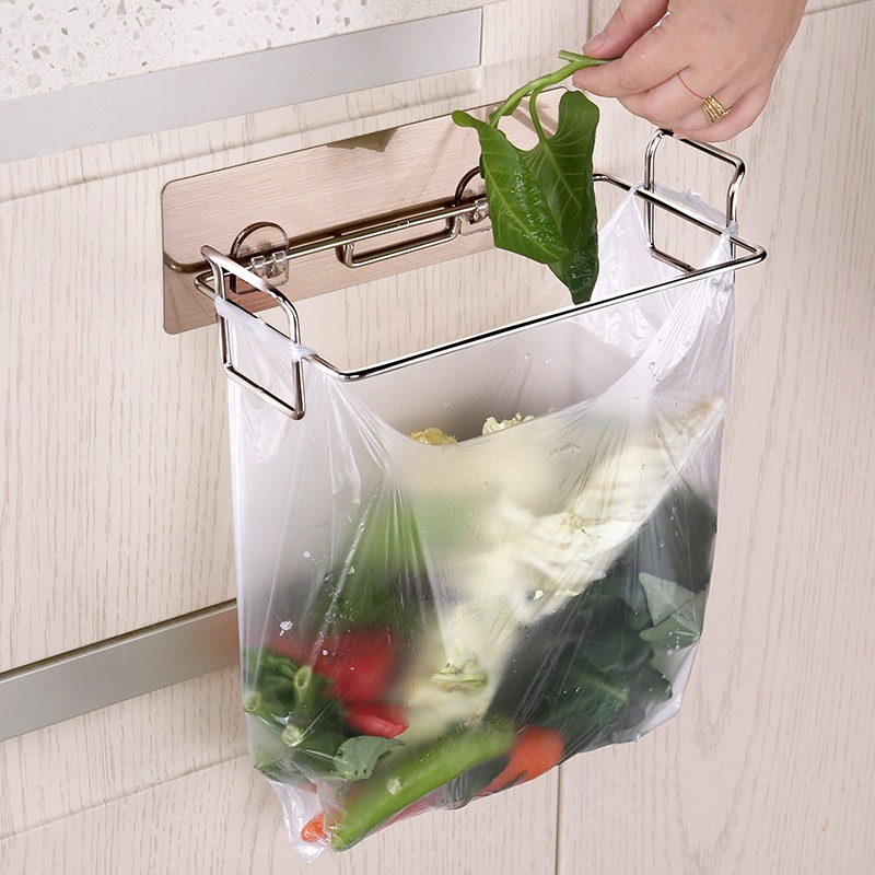 Garbage Can Bracket Suction Type Door Back Garbage Bag Hanger Kitchen ...