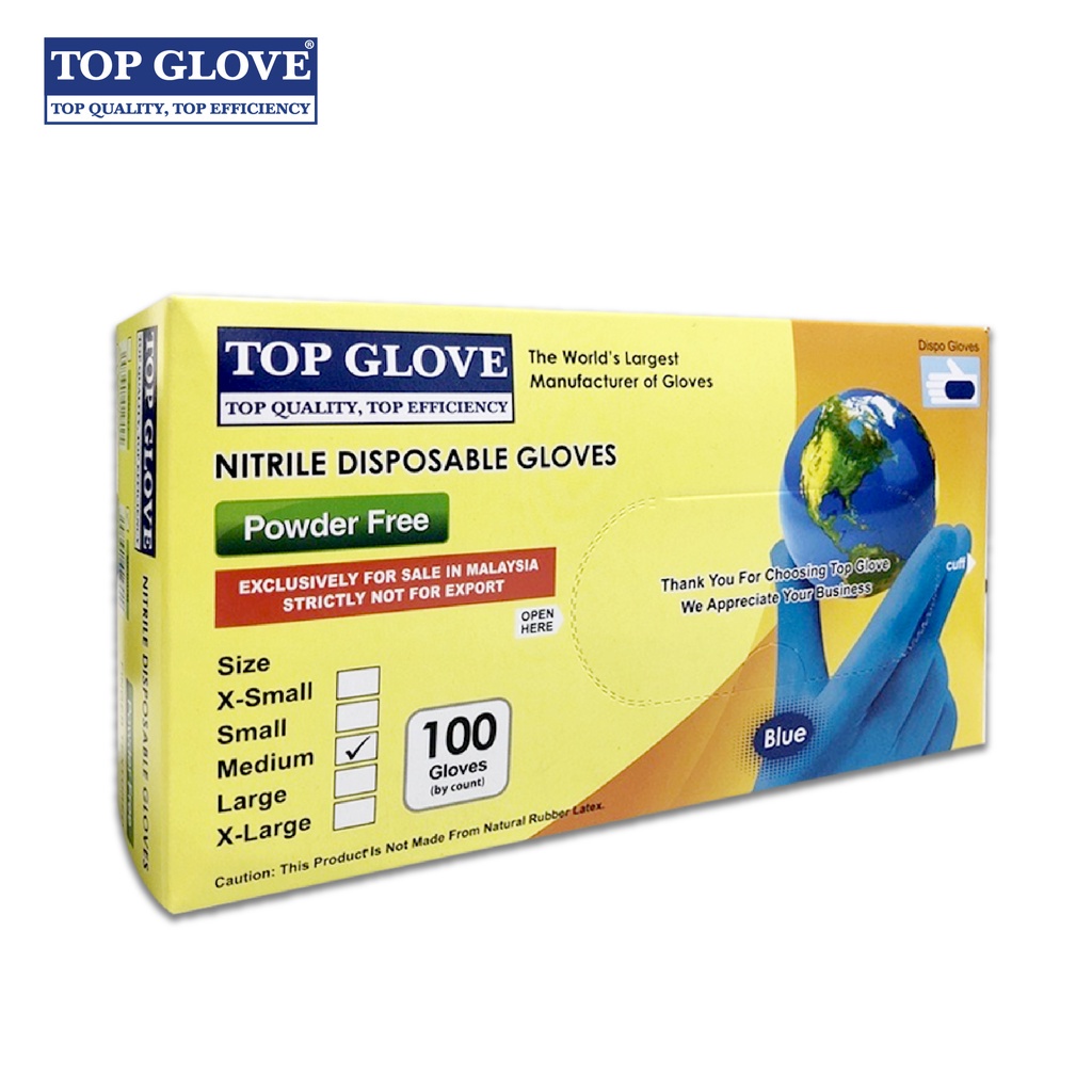 nitrile glove Top Glove Nitrile Powder Free Disposable Glove Blue