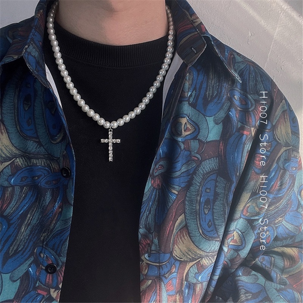 Imitation Pearls Pendant Necklace | Chain Vintage Artificial Diamond ...