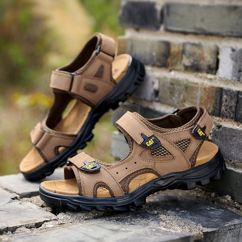 Caterpillar Summer Shoes Men Big Size Sandals Genuine Leather Design Outdoor Beach Sandals Shopee Malaysia