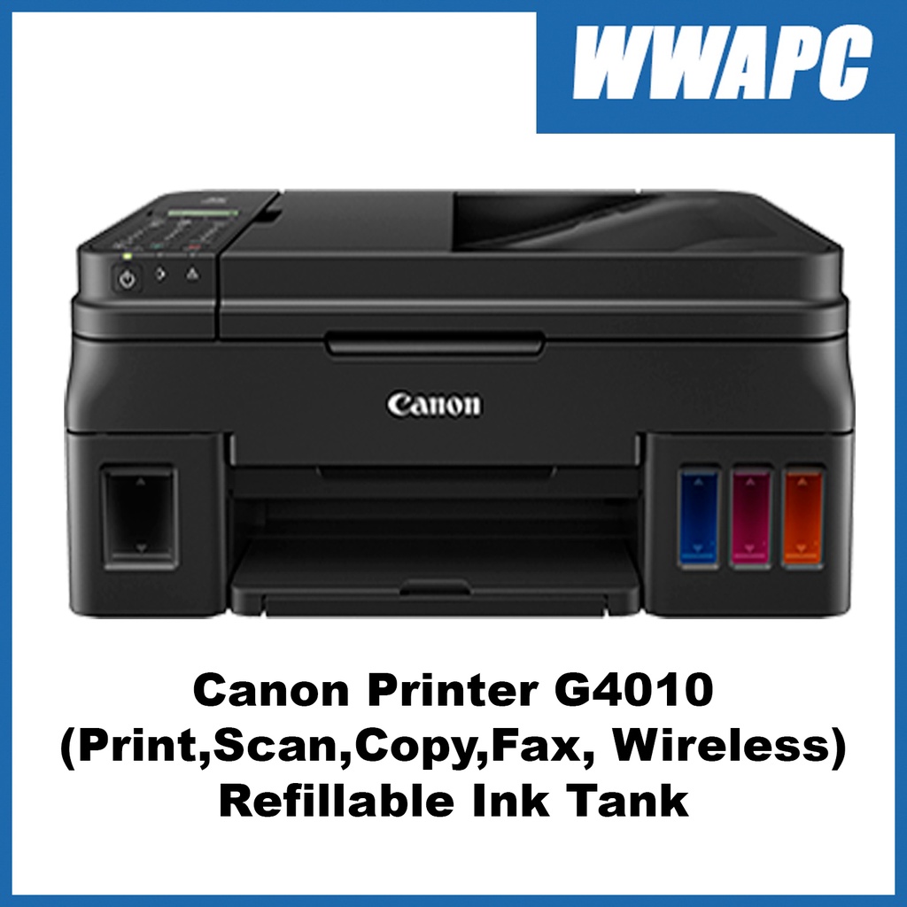 Canon Inkjet Printer PIXMA G4010 Refillable Ink Tank Wireless AllInOne with Fax Similar 615