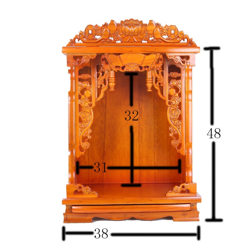 ๑۞Solid Wood Buddha Niche Hanging Cabinet, Guan Gong, God of Wealth ...