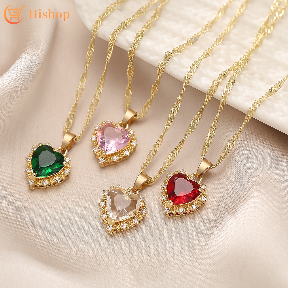 Crystal Necklace Princess Simple Chain Shining Pendant Women Jewelry ...