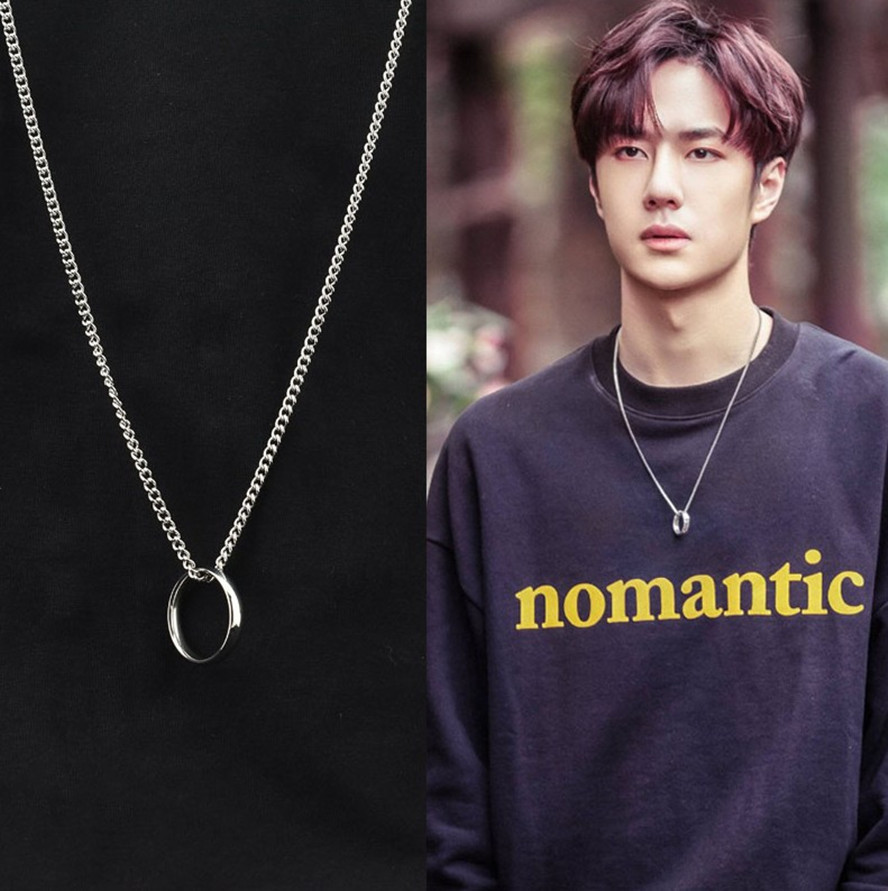 Hip Hop Ring Pendant Necklace Titanium Steel Silver Chain Necklaces Men Women Jewelry Shopee Malaysia