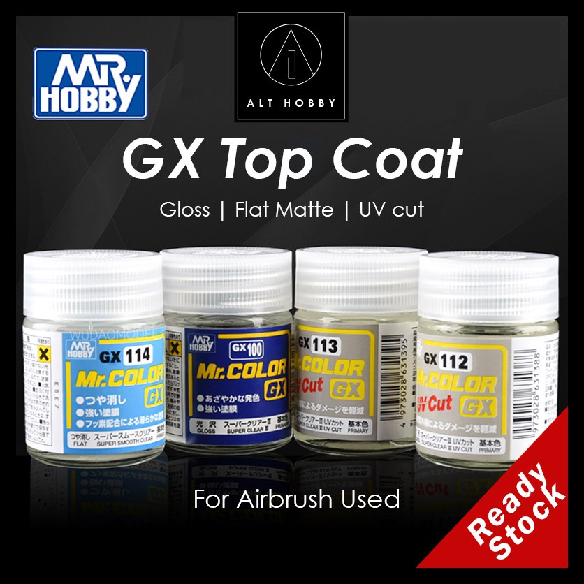 Mr Hobby Color GX Top Coat 18ml Super Clear III UV Cut Gloss Flat GX100 GX112 GX113 GX114 Super