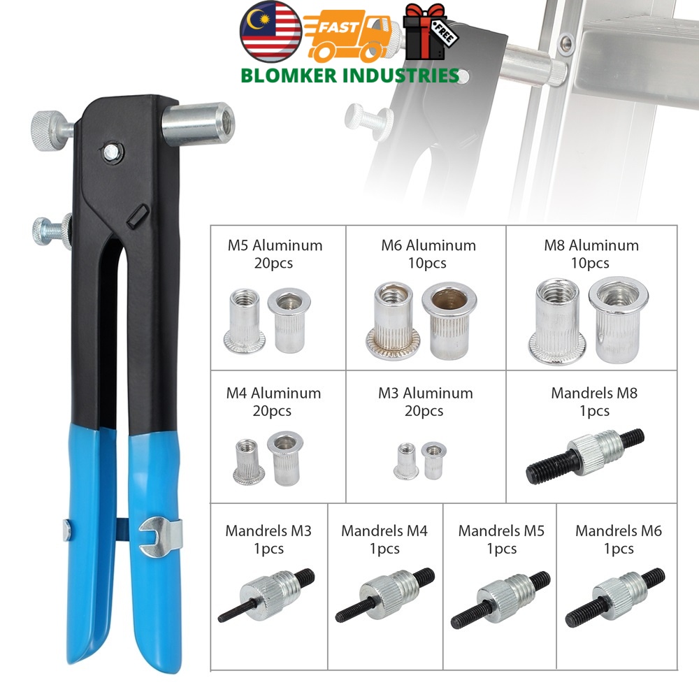 86pcs/set Blind Riveter Gun with M3-M8 Threaded Rivet Nut Inserts ...