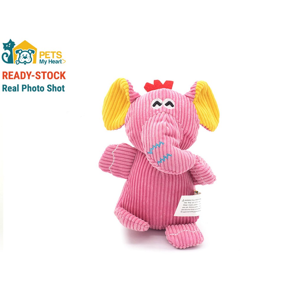 Pink elephant squeaky dog 2024 toy