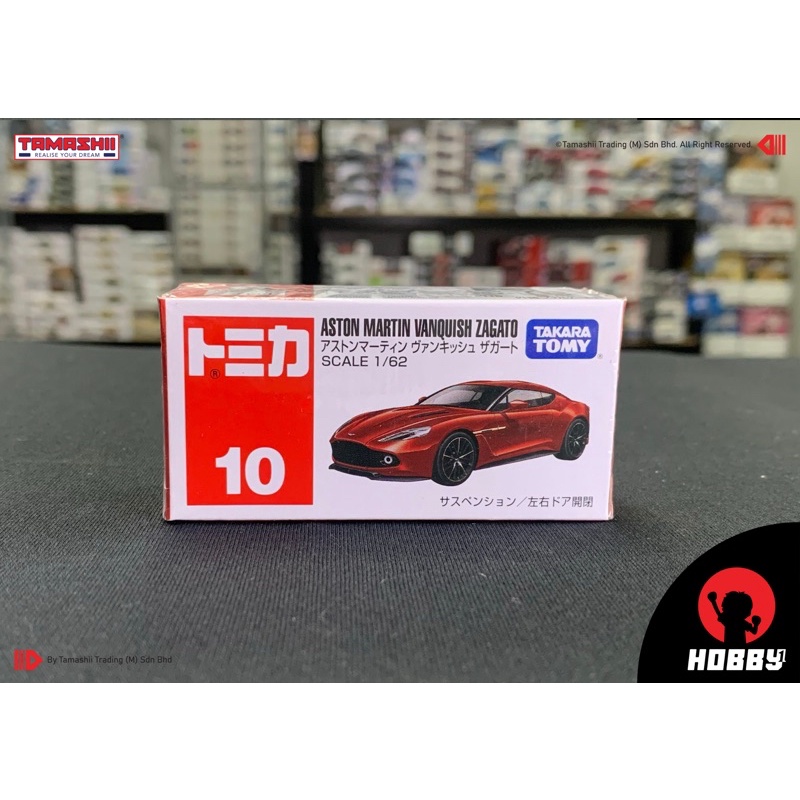 Miniature Tomica N°10 Aston Martin Vanquish Zagato Rouge 1:62 - Collection Die-cast Neuve
