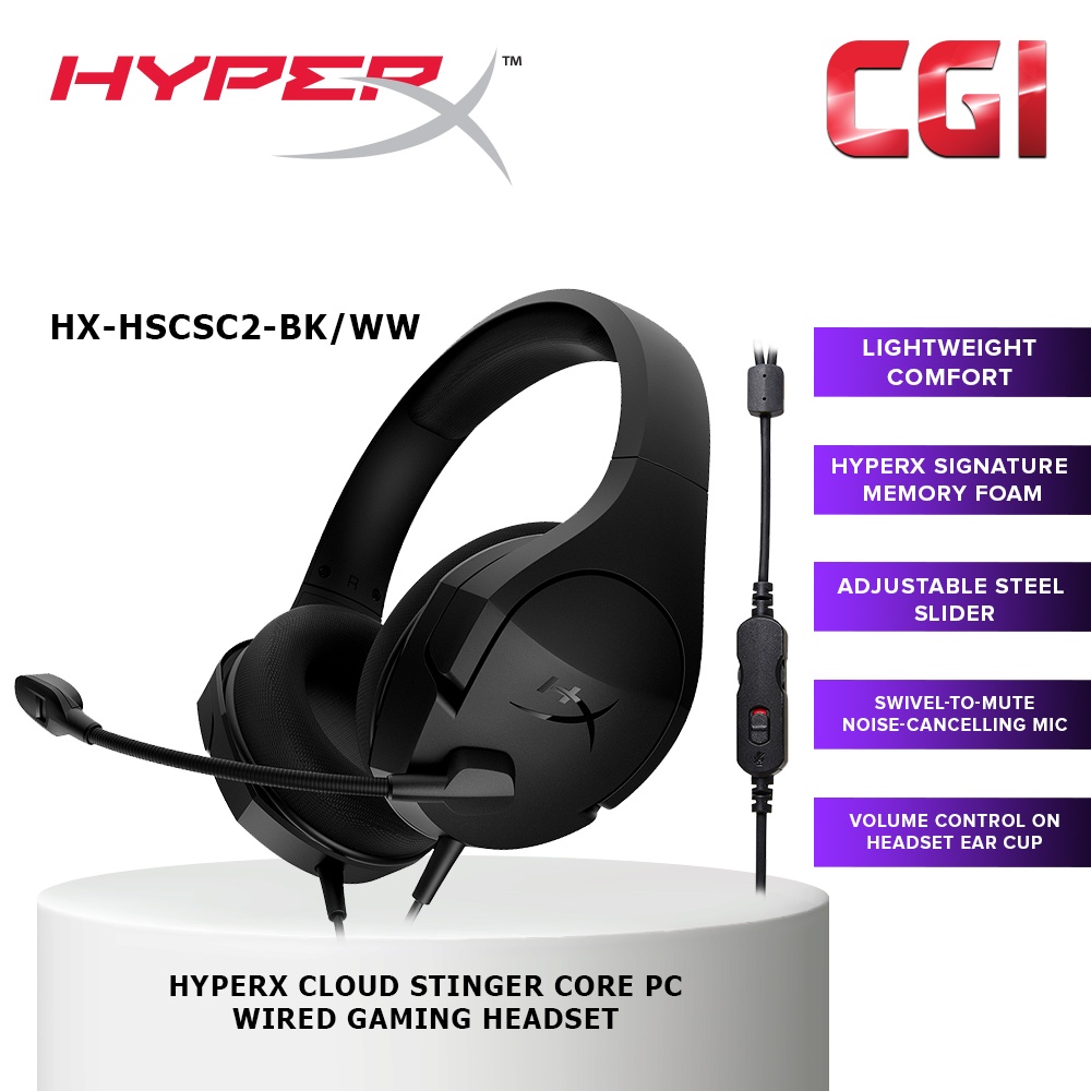 HyperX Cloud Stinger Core PC Wired Gaming Headset - HX-HSCSC2-BK/WW ...