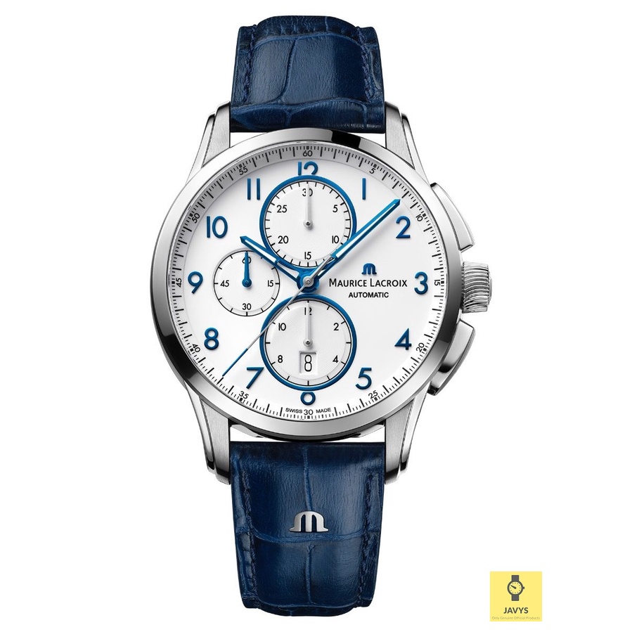 MAURICE LACROIX PT6388 SS001 120 4 Men Analog Watch Pontos Chronograph 43mm Automatic Leather Strap Blue