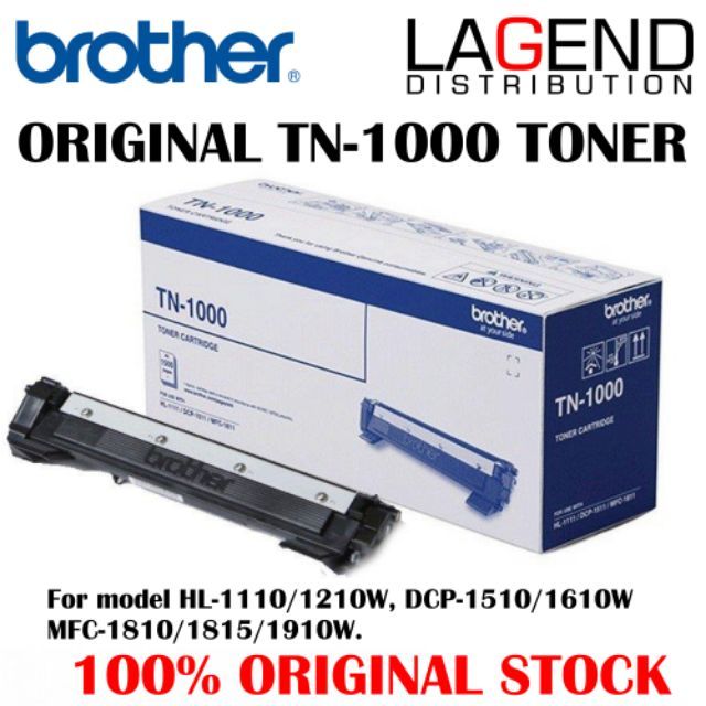 Brother Original TN-1000 Toner HL-1210W/ DCP-1510/ DCP-1610W TN1000 | Shopee Malaysia