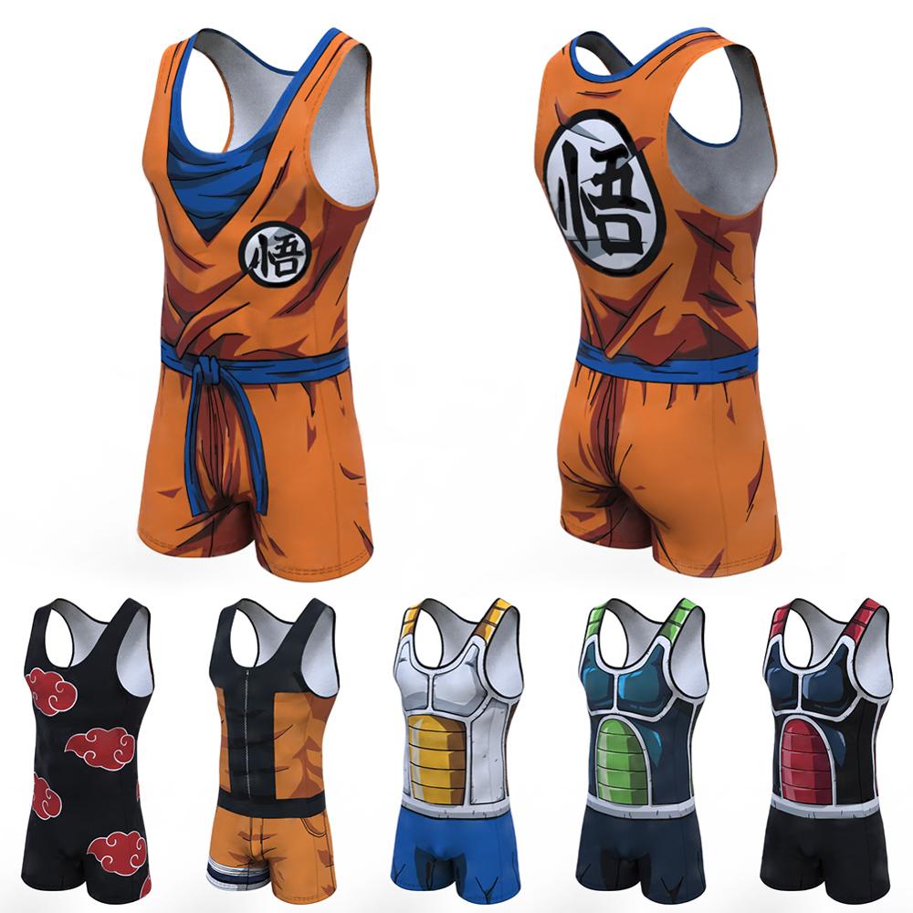 Juflam Heren modal katoen eendelige bodysuit worstelen singlet atletisch leotard ondergoed gym sportswear onderhemd, donkerblauw, XL