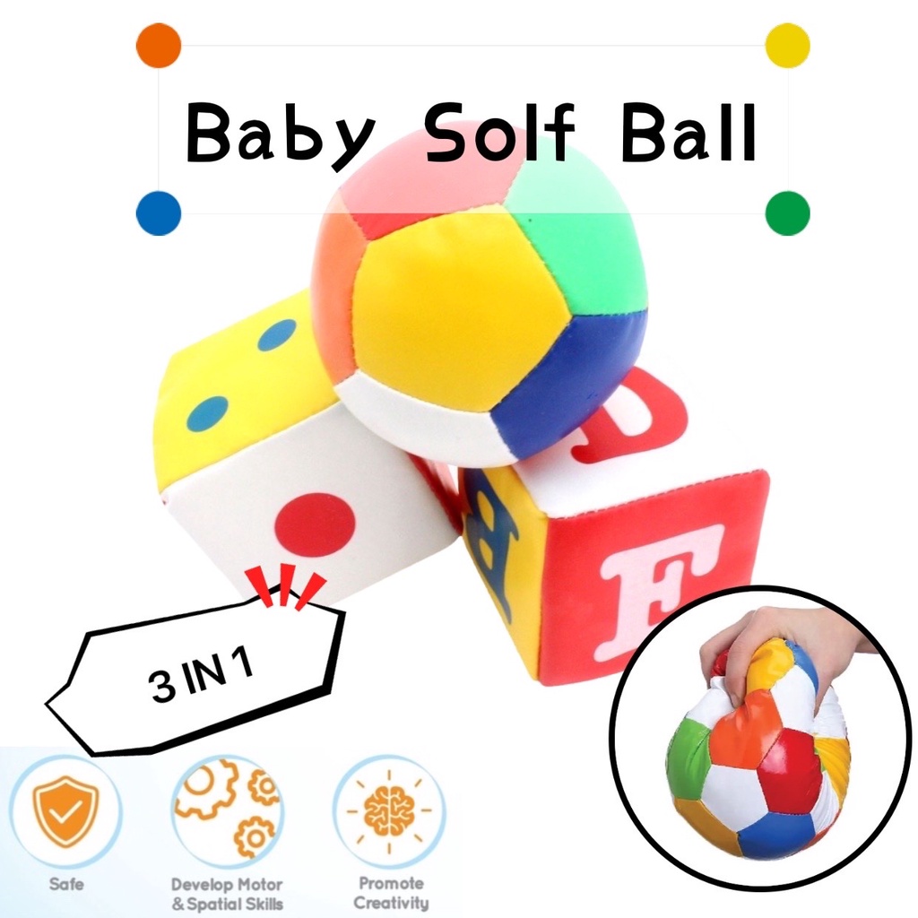Alphabets Soft Soccer Ball Baby Soft Ball Toy 3 in 1 Dadu Besar Toy Big