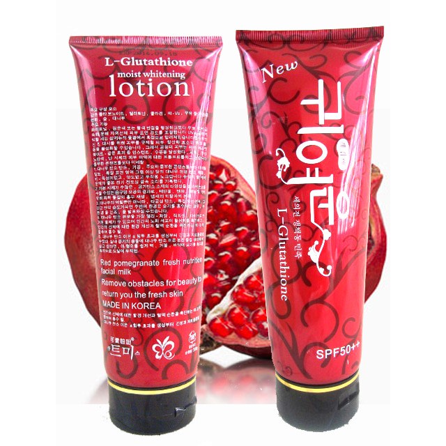 l glutathione moist whitening lotion cleanser L Glutathione Korea Pomegranate Moist Whitening Body Lotion SPF50++ / Body  Exfoliating Scrub / Whitening Cleanser 1pc