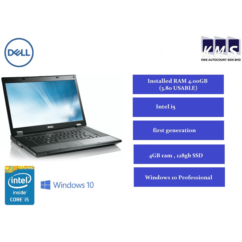 Laptop DELL E5510(Secondhand) Intel i5 First Generation Windows 10