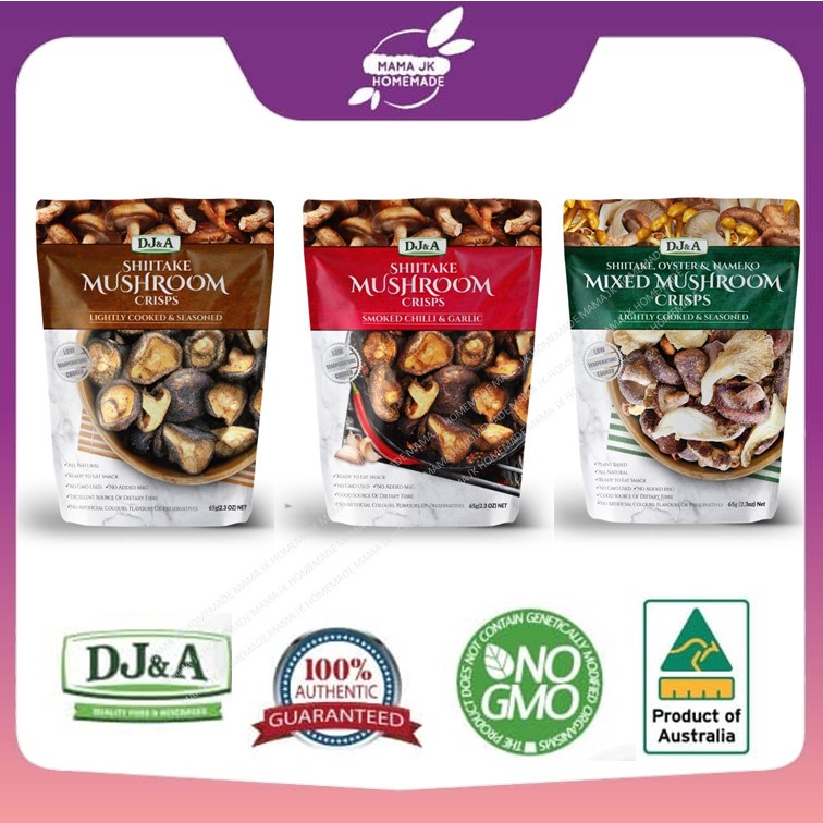 DJ&A HALAL Australia Shiitake Mushroom Crisps Original 65g Readyto Eat Snacks Shopee Malaysia