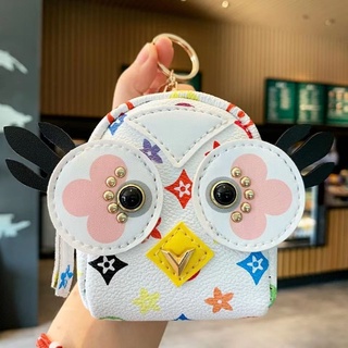2022 New Style Big Eye Owl Creative Mini Coin Purse Keychain Student Young  Girl Small School Bag Fashion Accessories Trendy