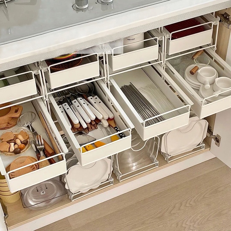 Kitchen Countertop Pull-Out Seasoning Rack Cabinet Multi-Layer Storage ...