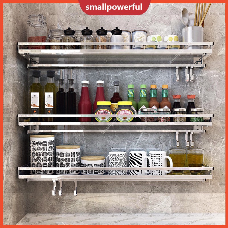 SMA Kitchen Shelf Wall Mounted 304 Stainless Steel Spice Rack Shopee Malaysia