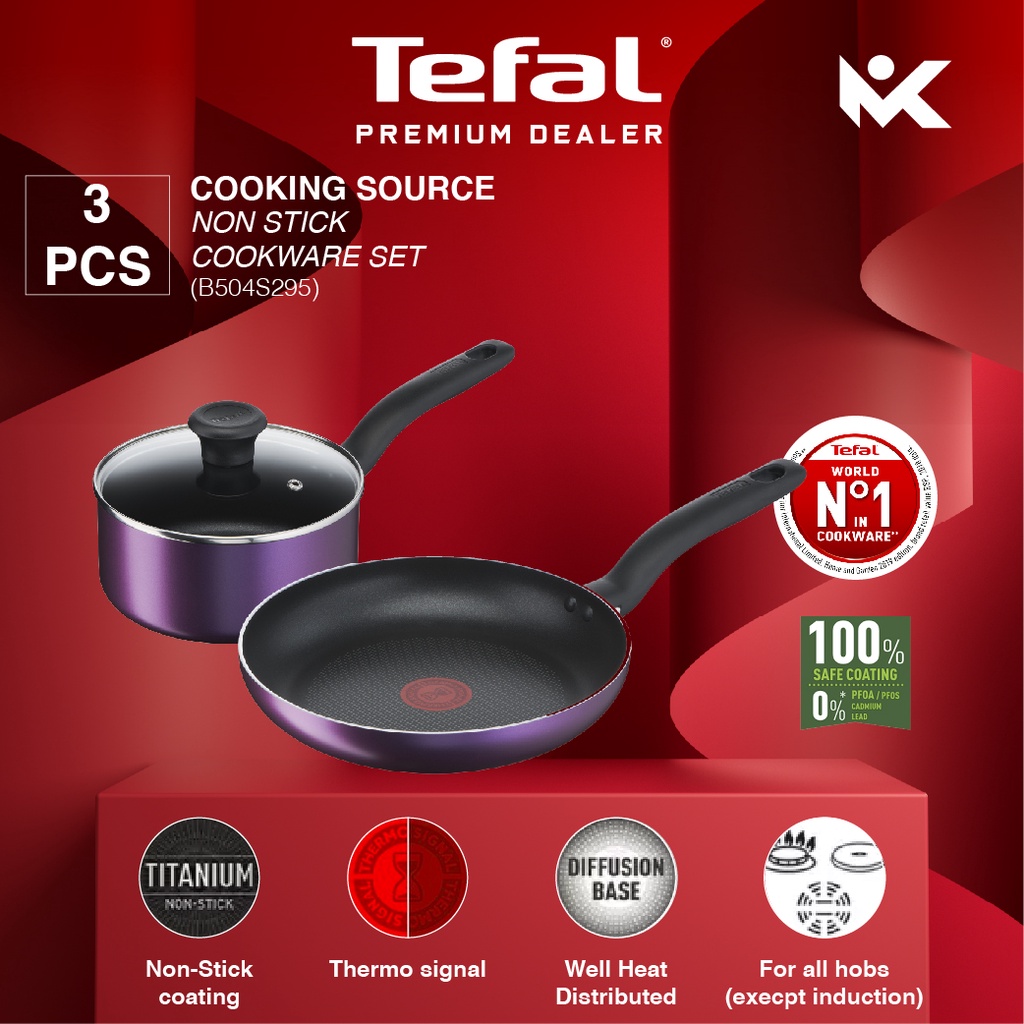 Tefal B504S295 Cooking Source 3Pcs Non Stick Cookware Set B504 / B504S ...