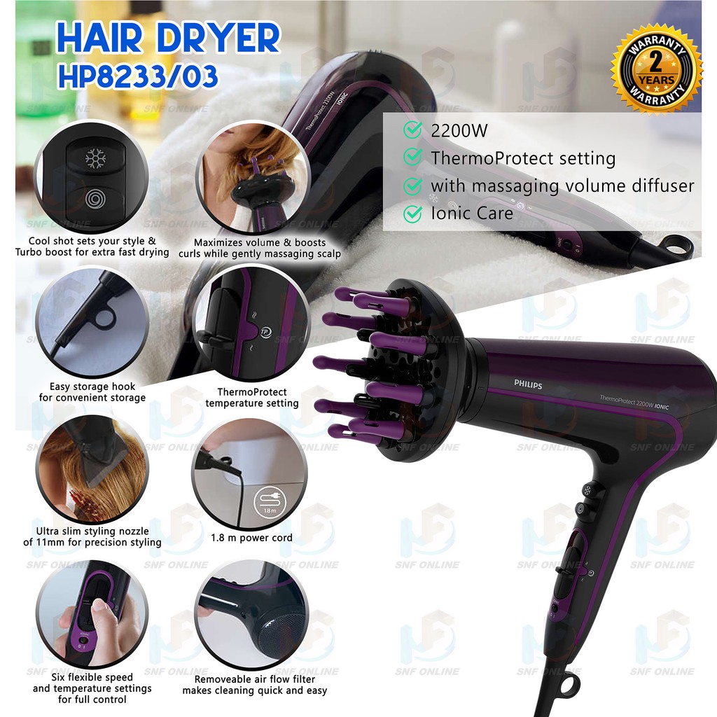 Philips Thermoprotect Ionic Hair Dryer HP8233 HP8233 03 Shopee Malaysia