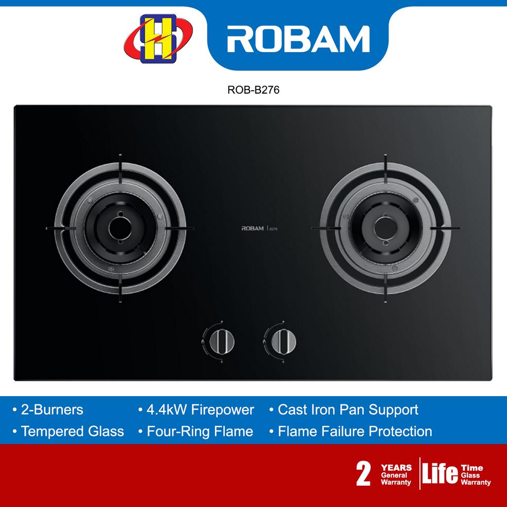 Robam Built-In Hob (76cm/4.4kW) 2-Burners Cast Iron Pan Support Gas Hob ...