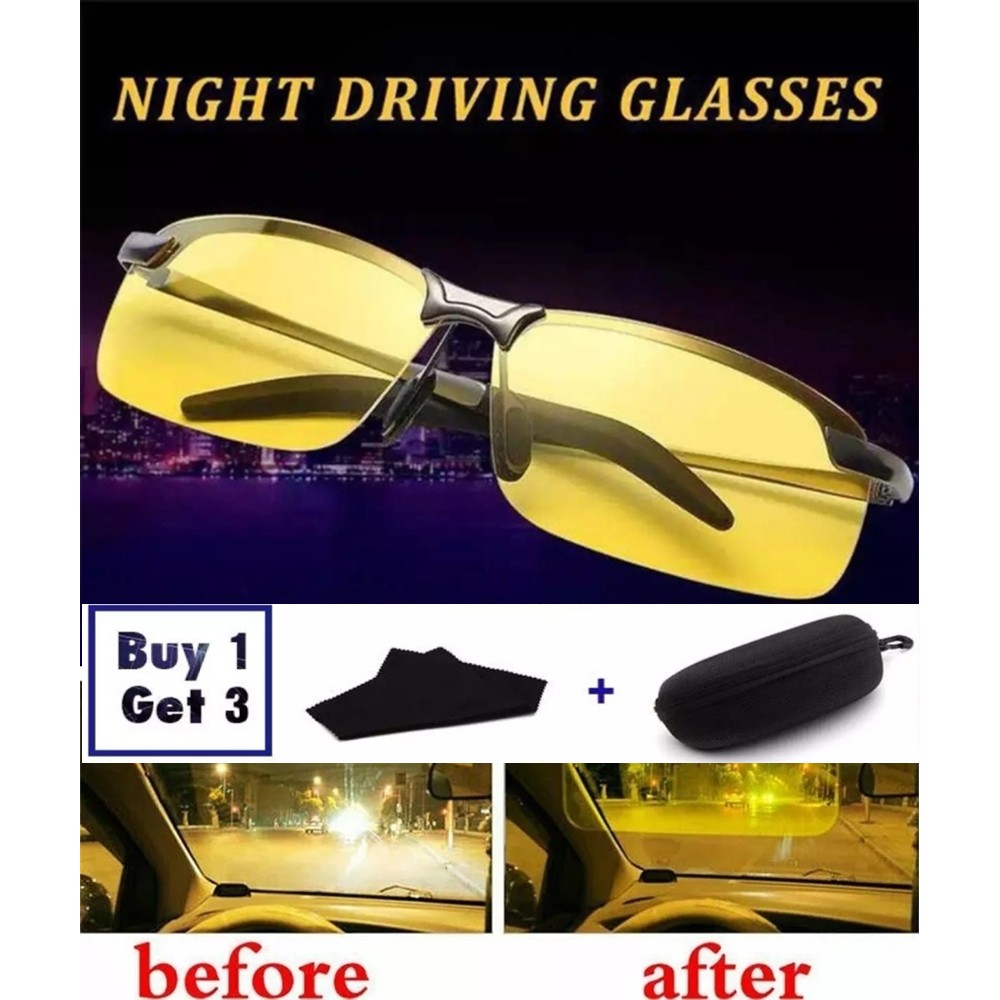 [Local seller] Day Night Vision Sunglasses Glasses Antiglare Half Rim