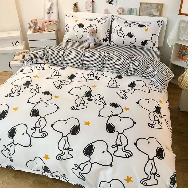 INS Cartoon Snoopy Bedding Sets Dormitory Single Queen King Size Duvet