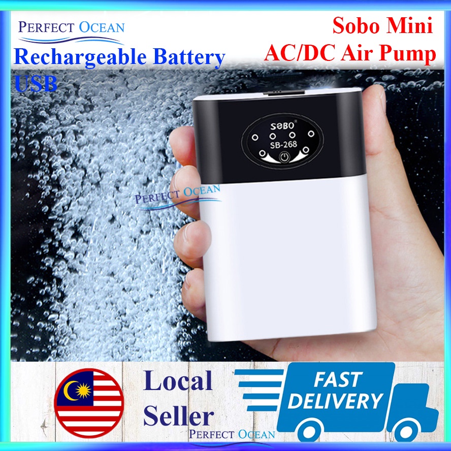 Sobo Mini AC/DC Air Pump Aquarium Oxygen Rechargeable Battery USB ...