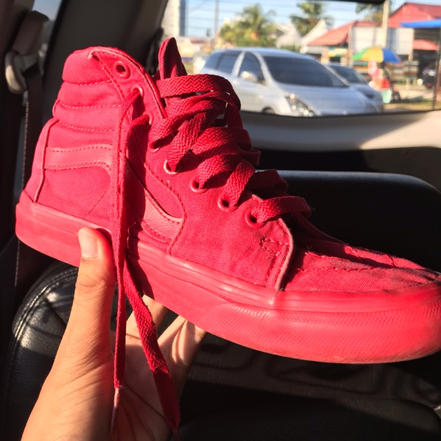 All red clearance vans on feet