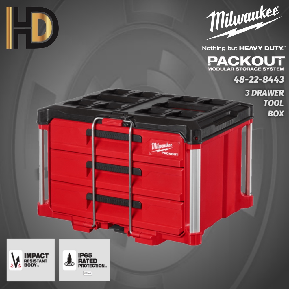 Milwaukee PACKOUT 3 Drawer Tool Box 48-22-8443 | Shopee Malaysia