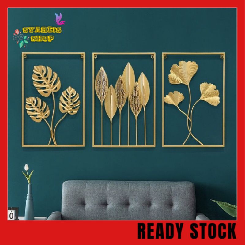 Metal Wall Decor with Square Frame Metal Leaf Wall Art Decor Frame