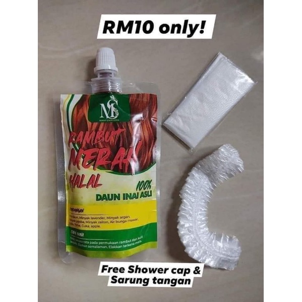 INAI RAMBUT MERAH ASLI ORGANIK HALAL | Shopee Malaysia