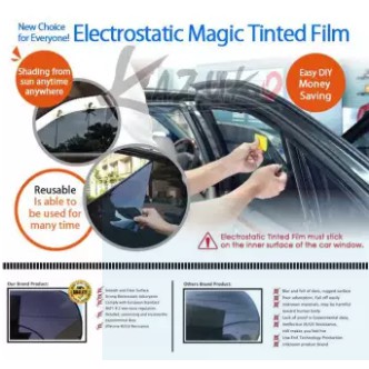 PROTON DIY Car Window PRECUT MAGIC TINT Glass UV IR Solar Film Removable  Reusable - 70% / 90% Dark Black (Easy to diy)