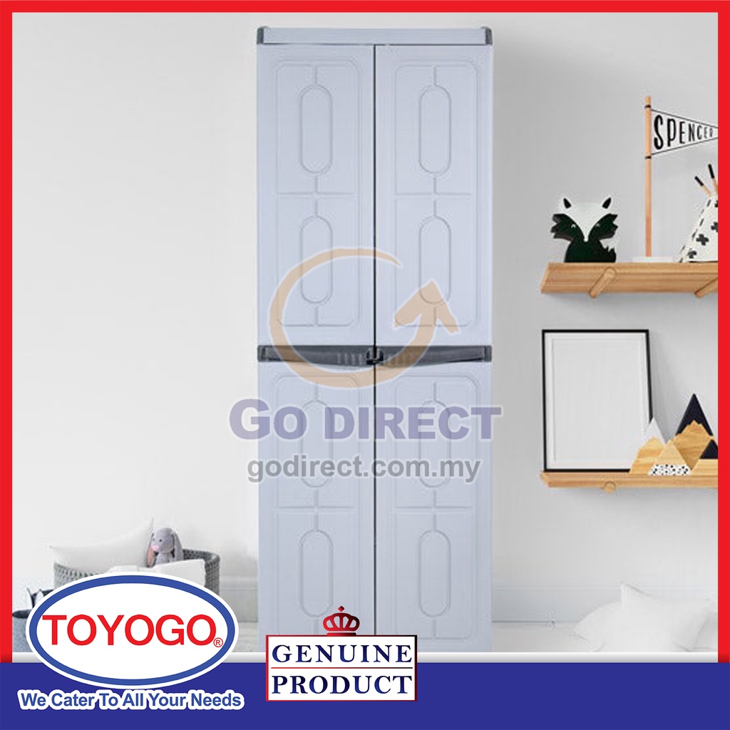 1 X TOYOGO DIY Tall Storage Cabinet 608 2 Plastic Cupboard Wardrobe Multipurpose Indoor