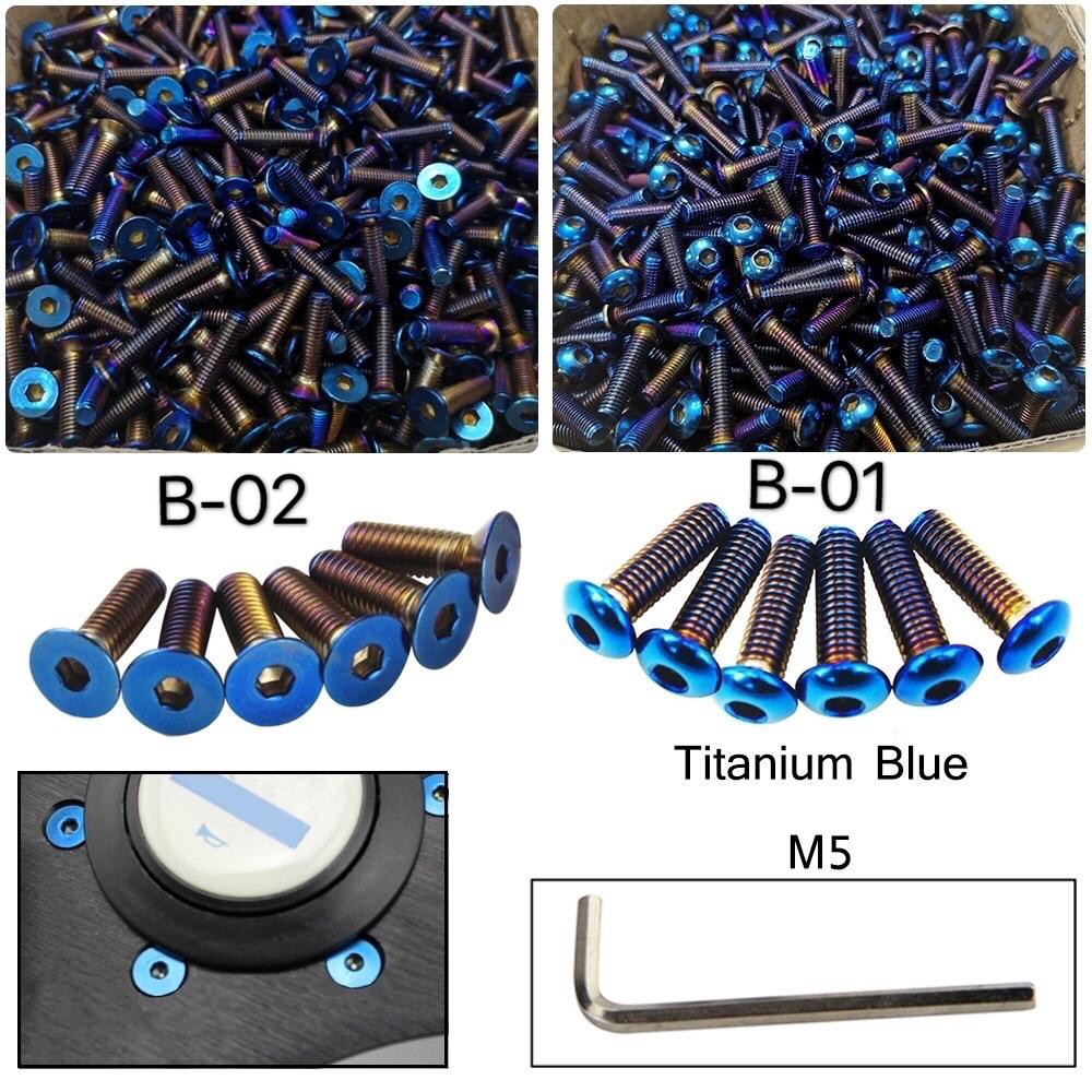 6pcs Burnt Titanium Blue Steering Wheel Bolts Aluminum Racing Car Screw ...