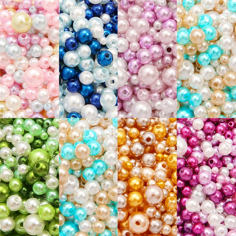 Rainbow Pearl Beads Rainbow Pearl Craft Beads Through Hole Loose
