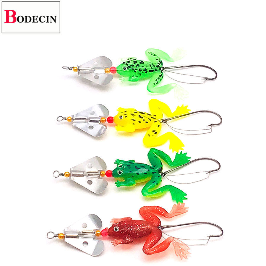 4Pcs Artificial Fishing Lure False Frogs Bait Single High Carbon Steel Hook  