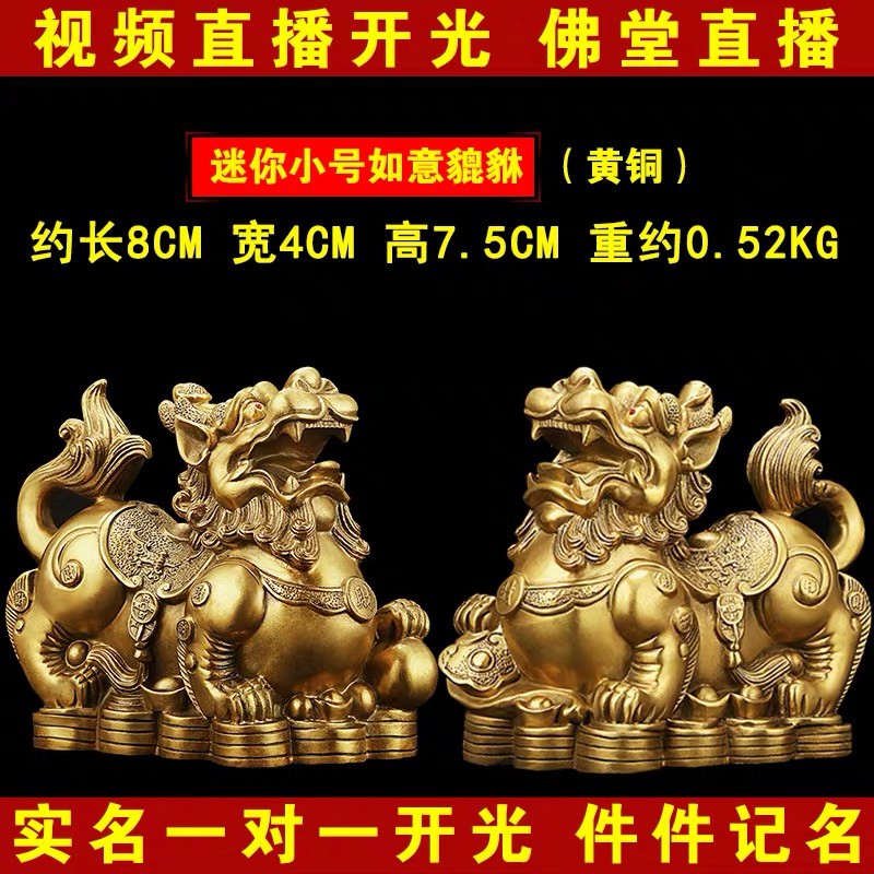 正式开光】纯铜貔貅摆件一对招财镇宅辟邪聚财貔恘客厅办公室开光风水 