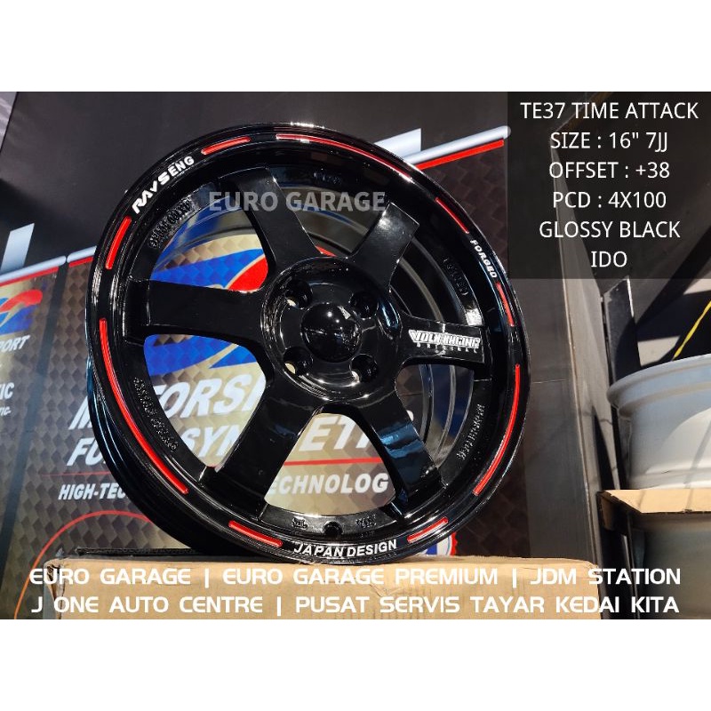 NEW RIM 16 4X100 TE37 TIME ATTACK myvi alza jazz city vios yaris almera ...
