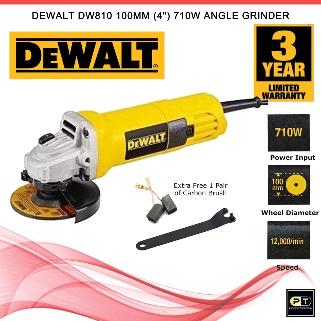 Dewalt DW810B-XD 710W 4" / 100mm Toggle Switch Angle Grinder | Shopee ...