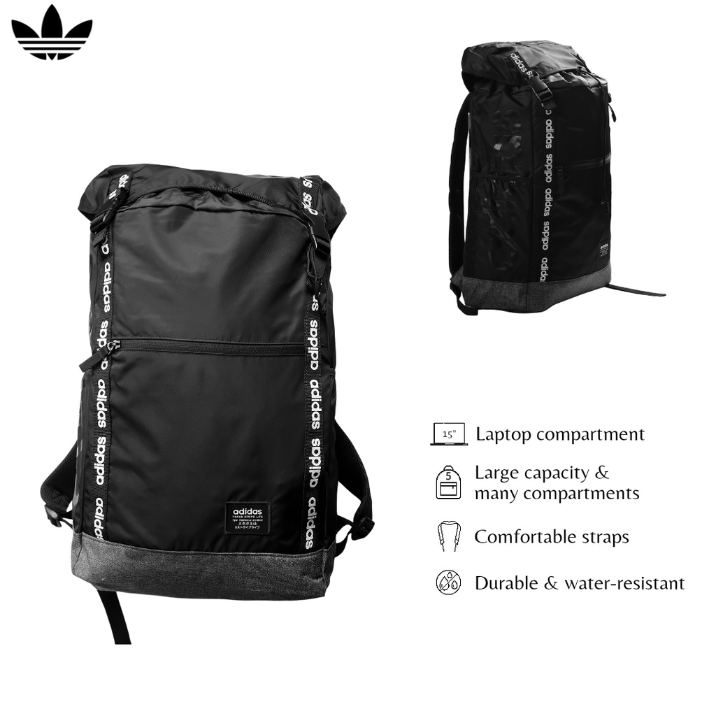 Adidas Unisex Midvale Backpack CL5755 Polyester Camper Travel Student Backpack Laptop Pocket 15.4 Beg Galas Shopee Malaysia