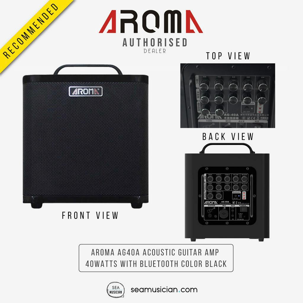 AROMA AG40A ACOUSTIC GUITAR AMP 40 WATTS WITH BLUETOOTH COLOR BLACK (AG ...