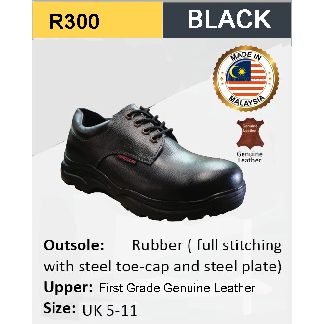 Hercules Premium Safety Shoes Cow Leather R300 Made In Malaysia SIRIM