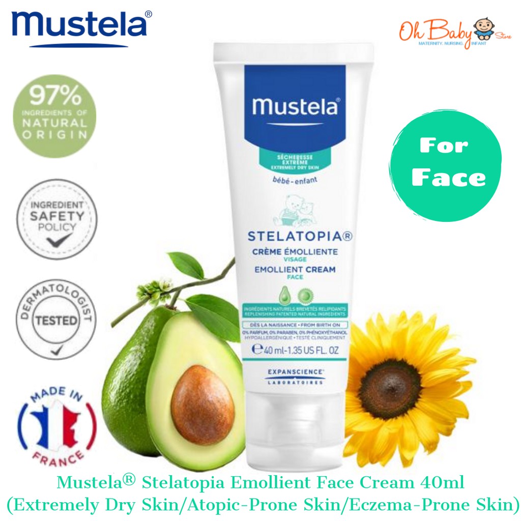 Mustela Stelatopia Emollient Face Cream Extremely Dry Skin Atopic Prone Skin Eczema Prone Skin