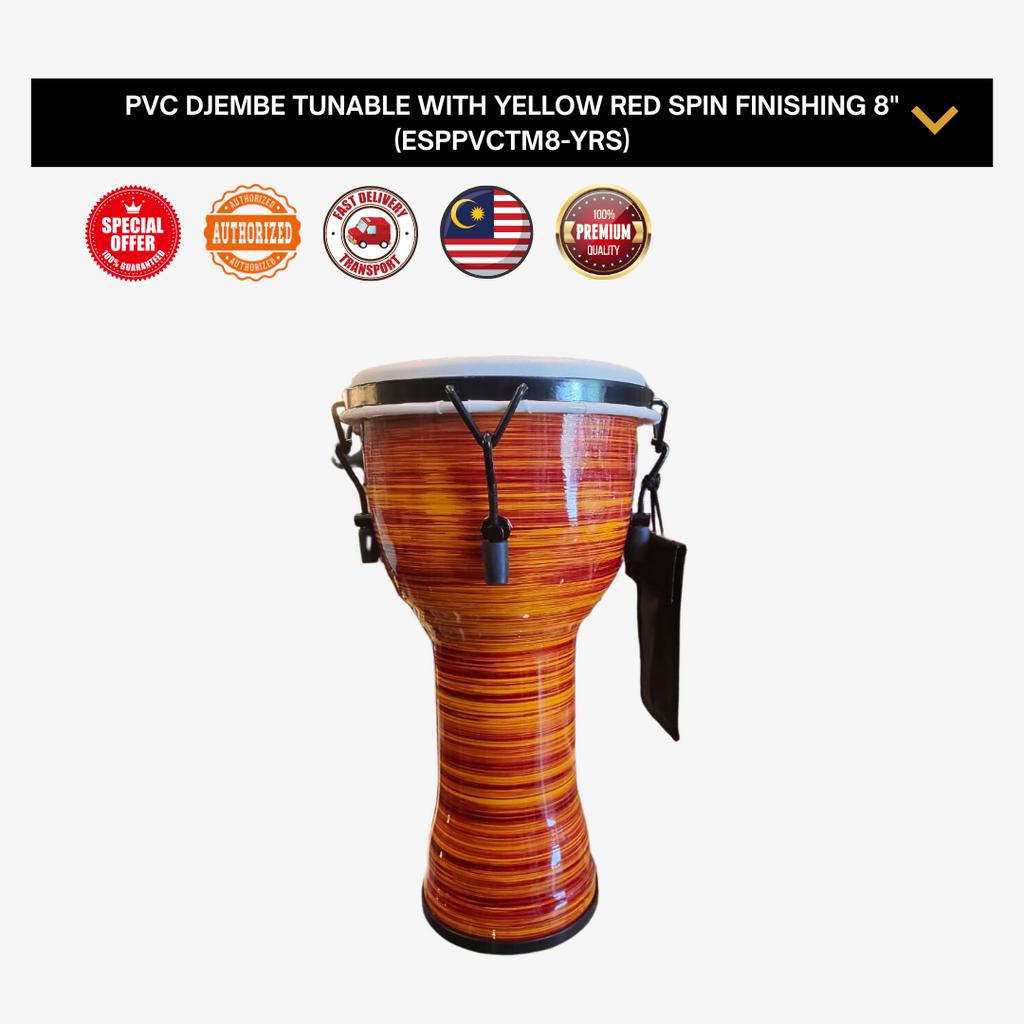 PVC Djembe Tunable With Yellow Red Spin Finishing 8" (Made In Indonesia